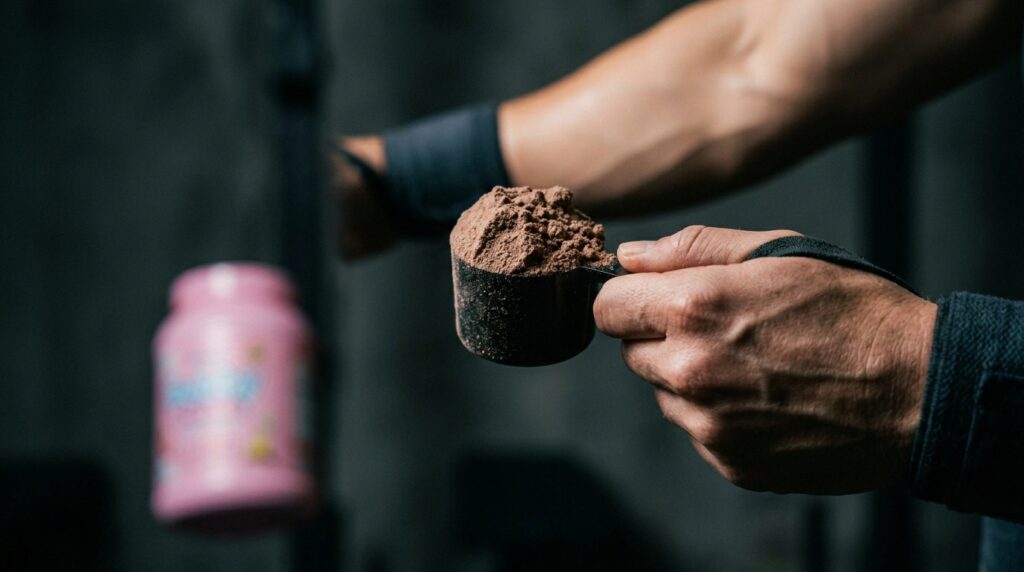 Whey Protein Feminino Existe ou é Enganação? (A Verdade) 1 Woman pushing supplement pot 202605141755