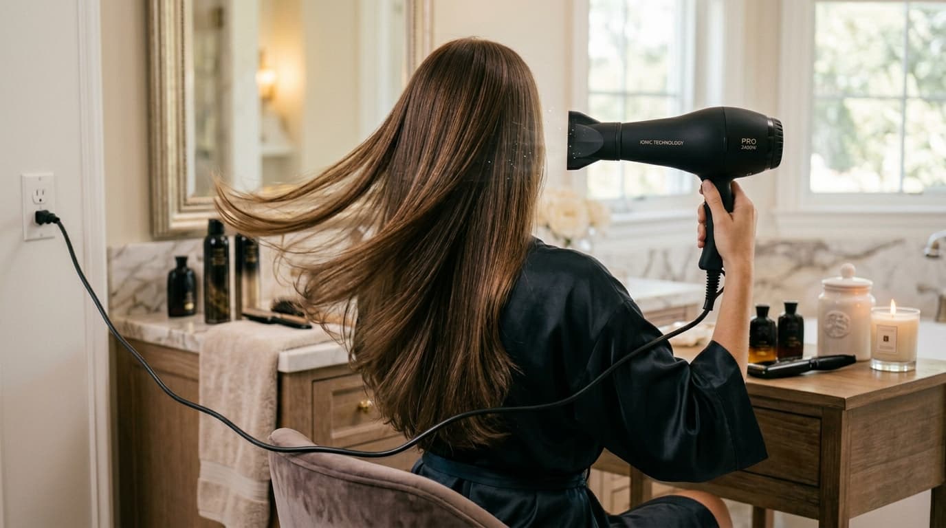 Como seco o cabelo em metade do tempo no inverno sem criar frizz (Truque do Íon)